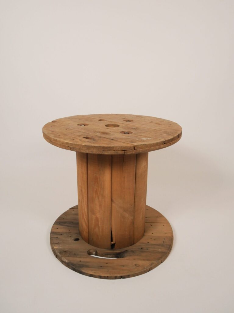 WOODEN SPOOL SIDE TABLE