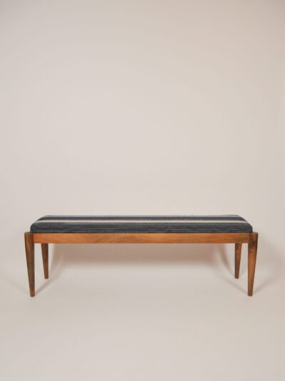 BLUE AND WHITE MANGO WOOD BENCH