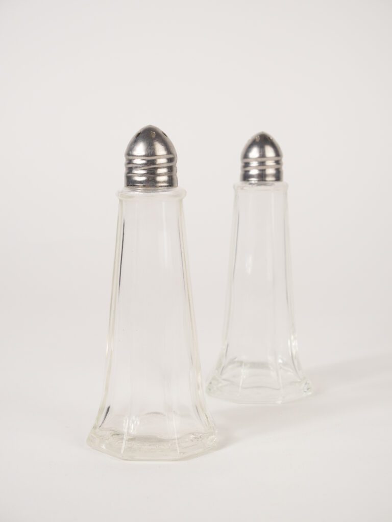 GLASS SALT & PEPPER PAIR