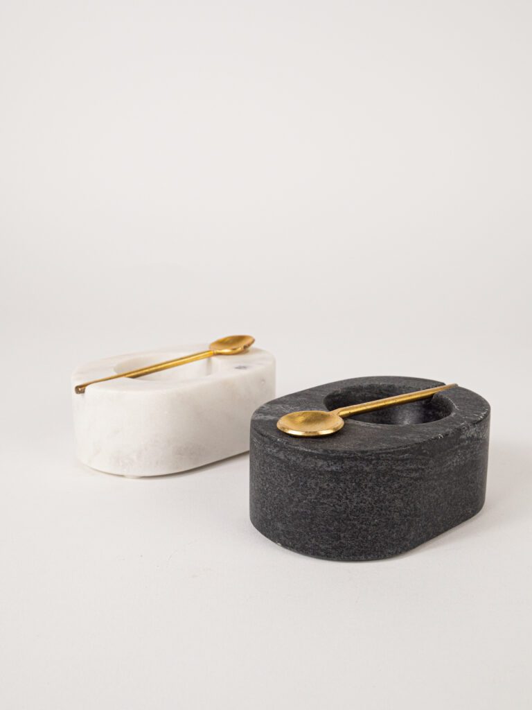 MARBLE SALT & PEPPER CELLAR PAIR