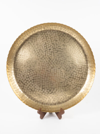 GOLD ROUND HAMMERED TRAY 20"