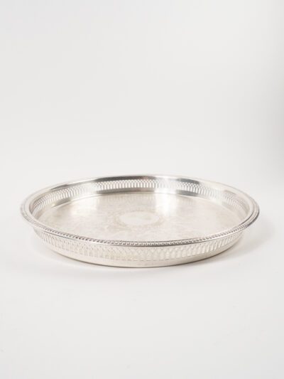 SILVER ROUND FENCE TRAY 15"