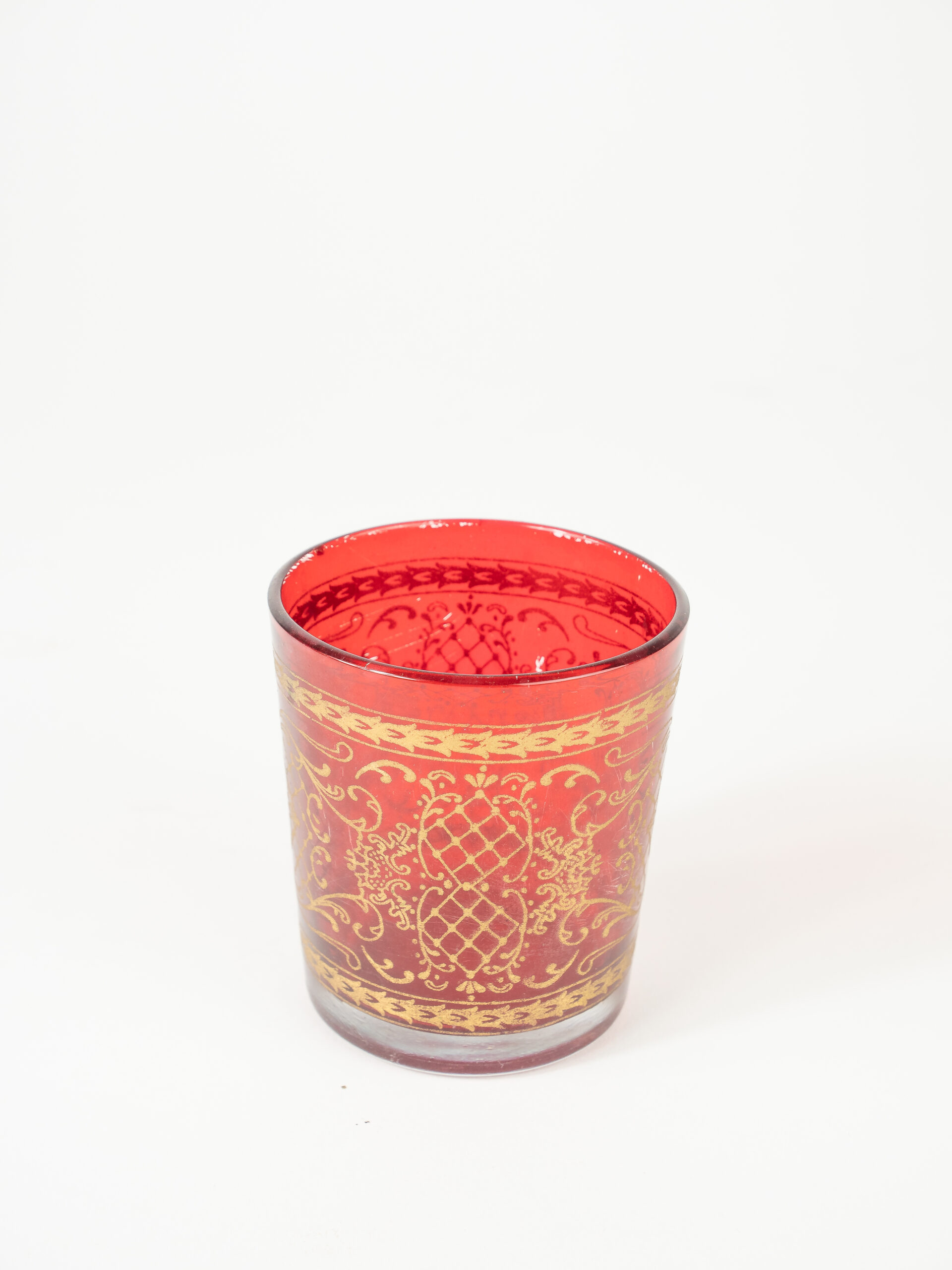 RED ORNATE VOTIVE 3" W/ INSERT