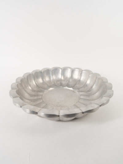 SCALLOPED ROUND PEWTER BOWL 20"