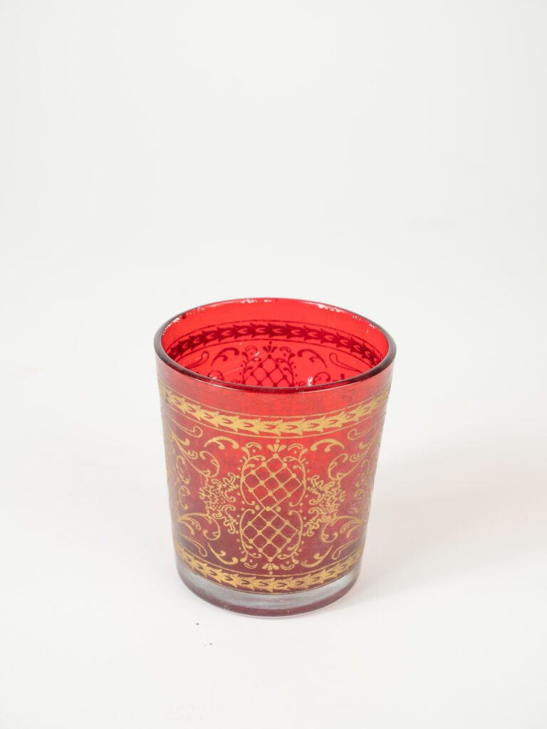 RED ORNATE VOTIVE 3" W/ INSERT