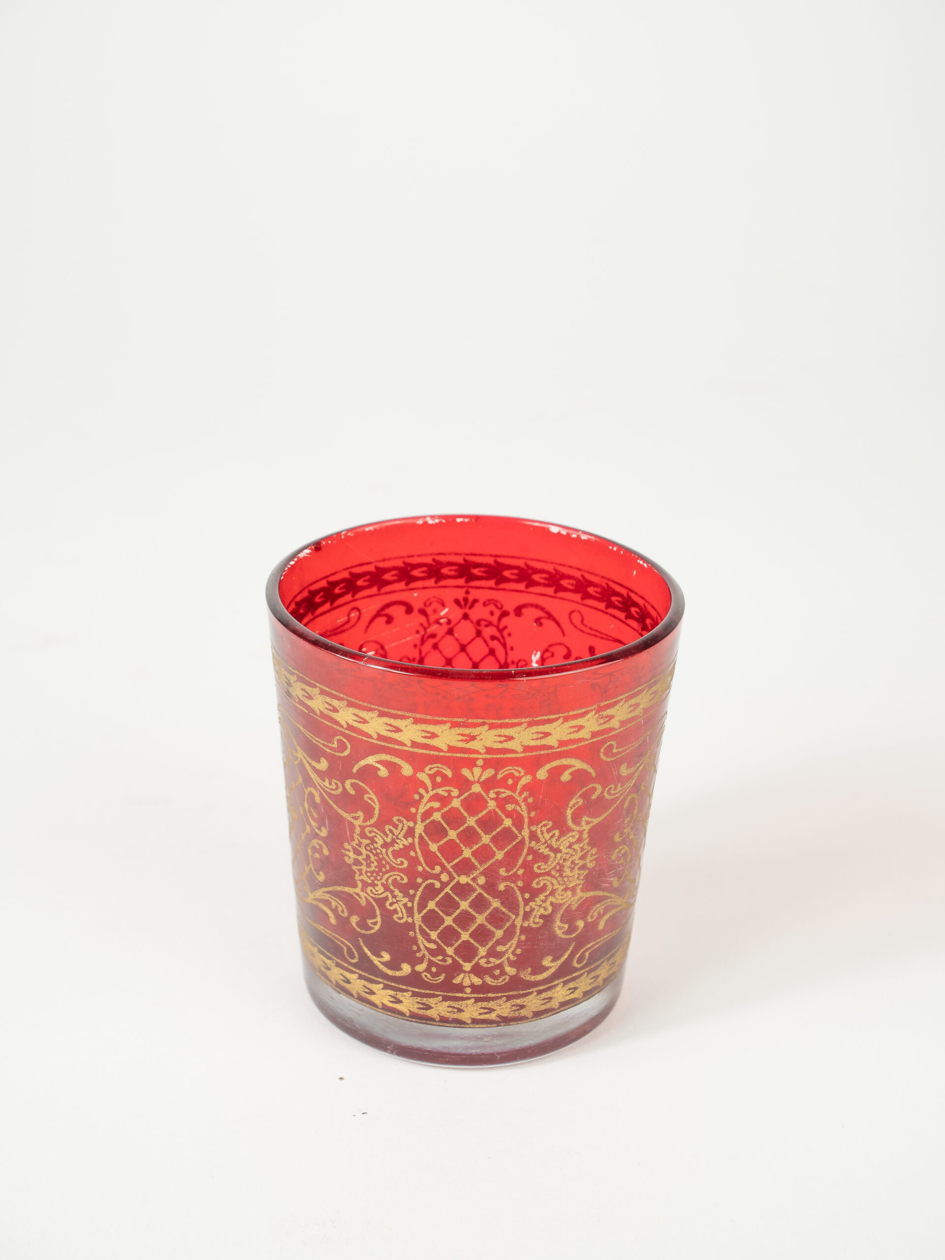 RED ORNATE VOTIVE 3" W/ INSERT