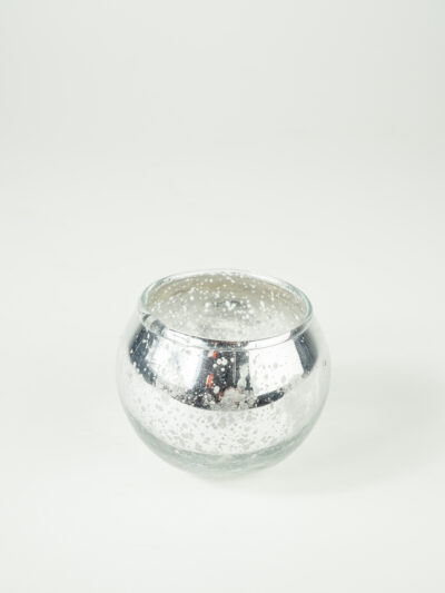 ROUND SILVER MERCURY GLASS VOTIVE