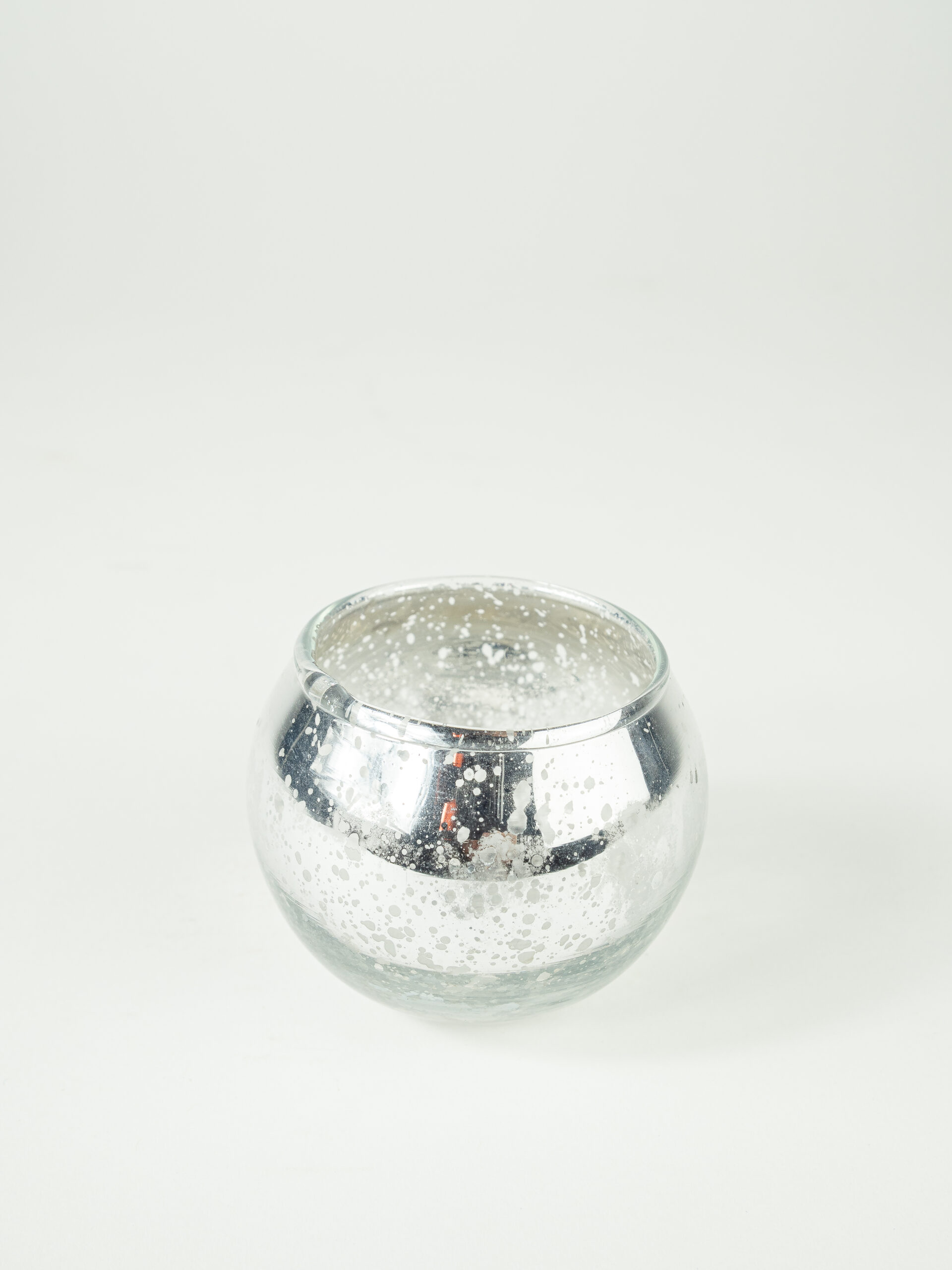 ROUND SILVER MERCURY GLASS VOTIVE