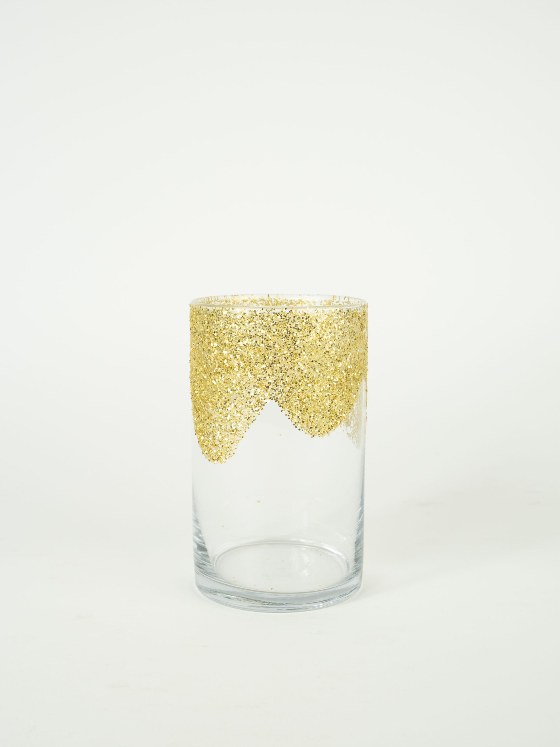 GOLD GLITTERED VASE 6" X 3"