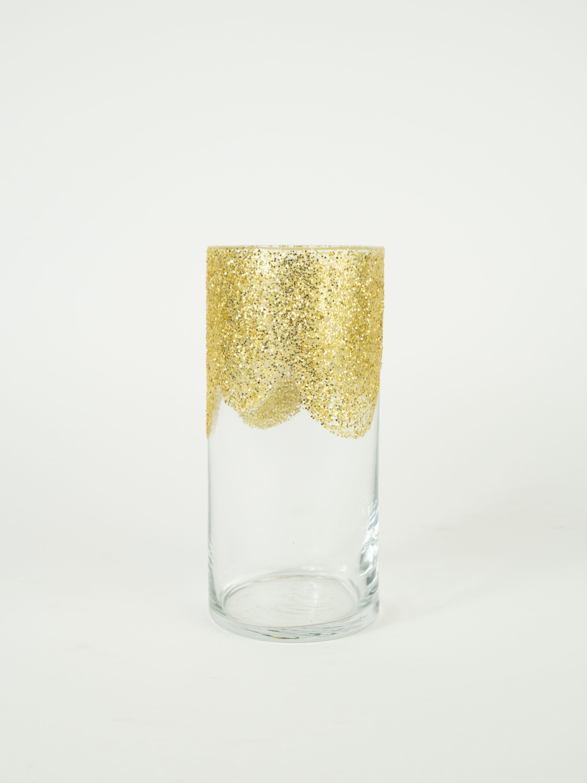 GOLD GLITTERED VASE 7.5" X 3"