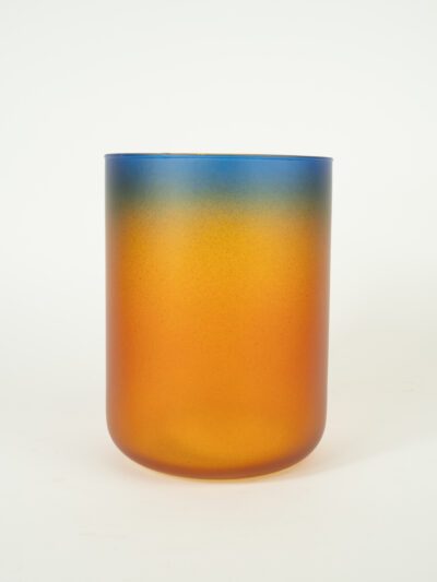 ORANGE & BLUE VASE 7.5"X6"