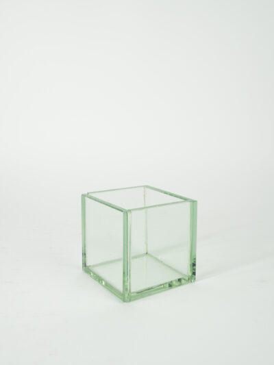 PLATE GLASS CUBE VASE 4"