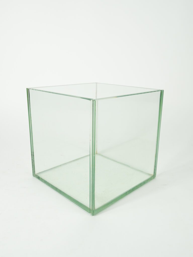 PLATE GLASS CUBE VASE 8"