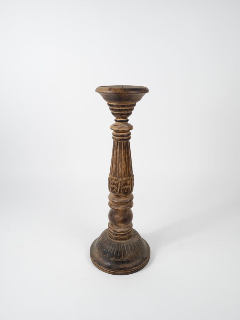 MANGO WOOD CANDLESTICK 19"