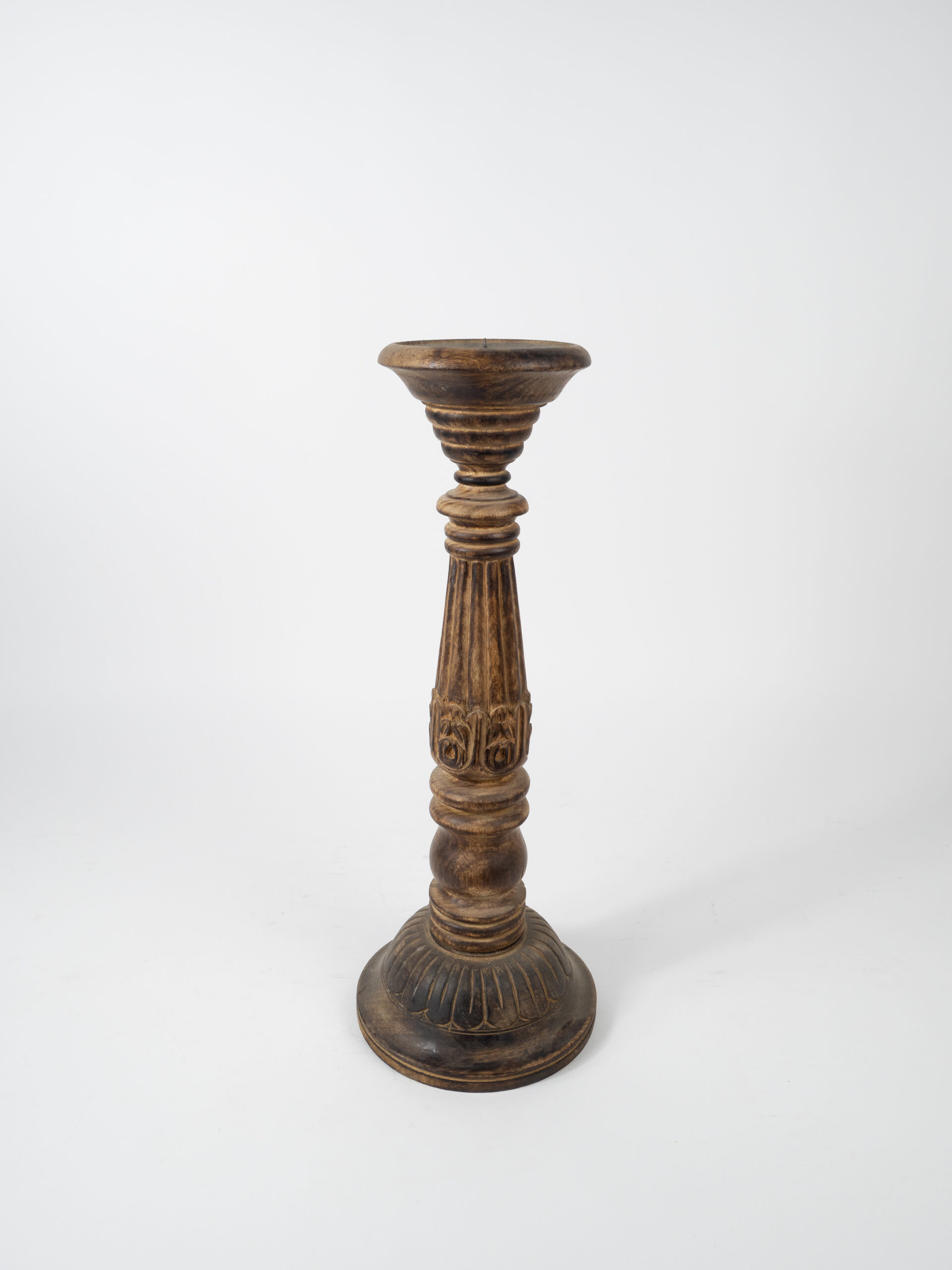 MANGO WOOD CANDLESTICK 19"