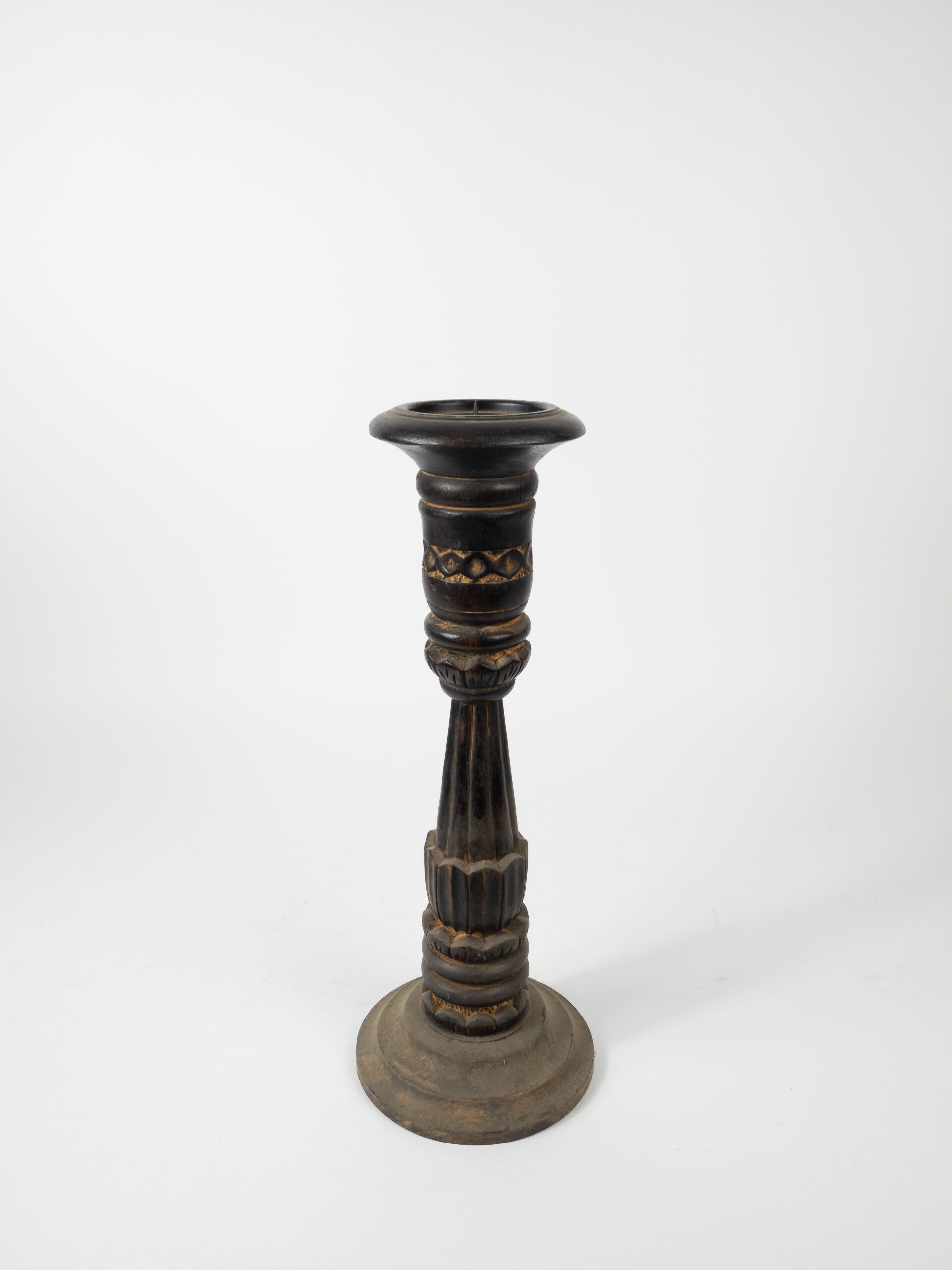MANGO WOOD CANDLESTICK 17.5"