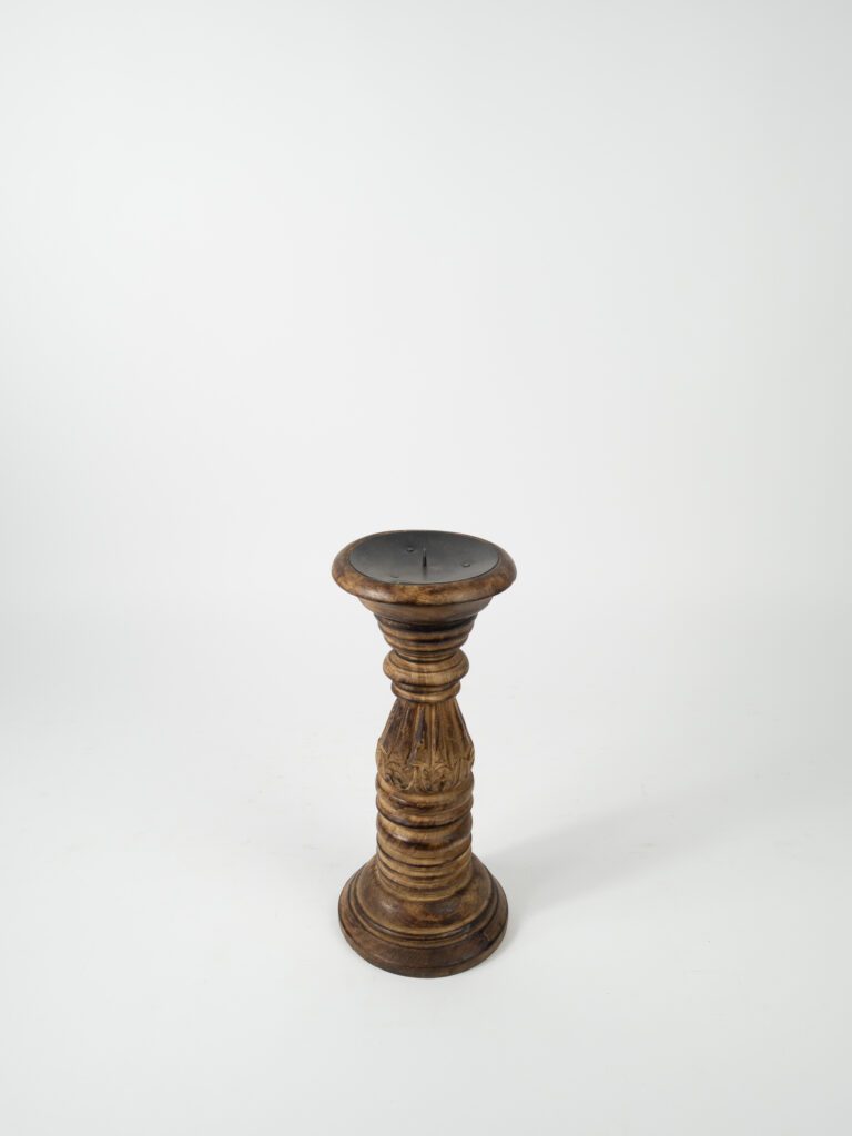 MANGO WOOD CANDLESTICK 12"