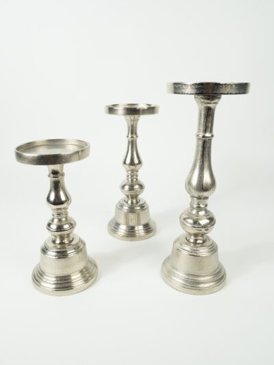 SILVER ATHENA CANDLE HOLDERS