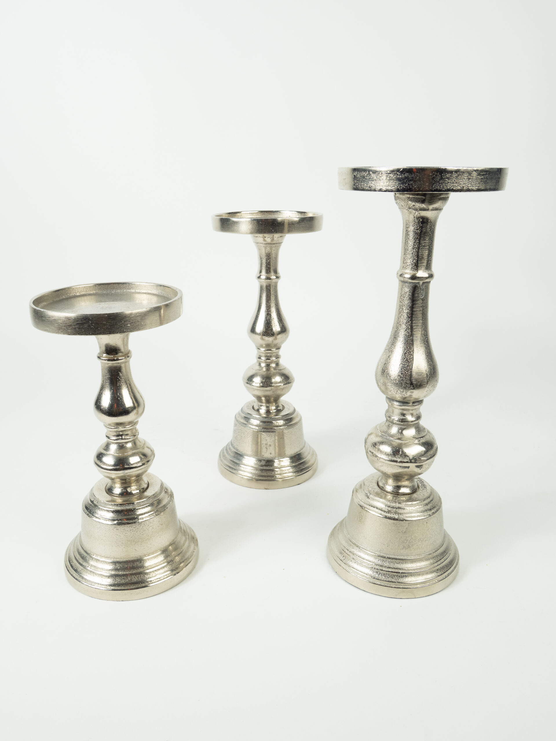 SILVER ATHENA CANDLE HOLDERS