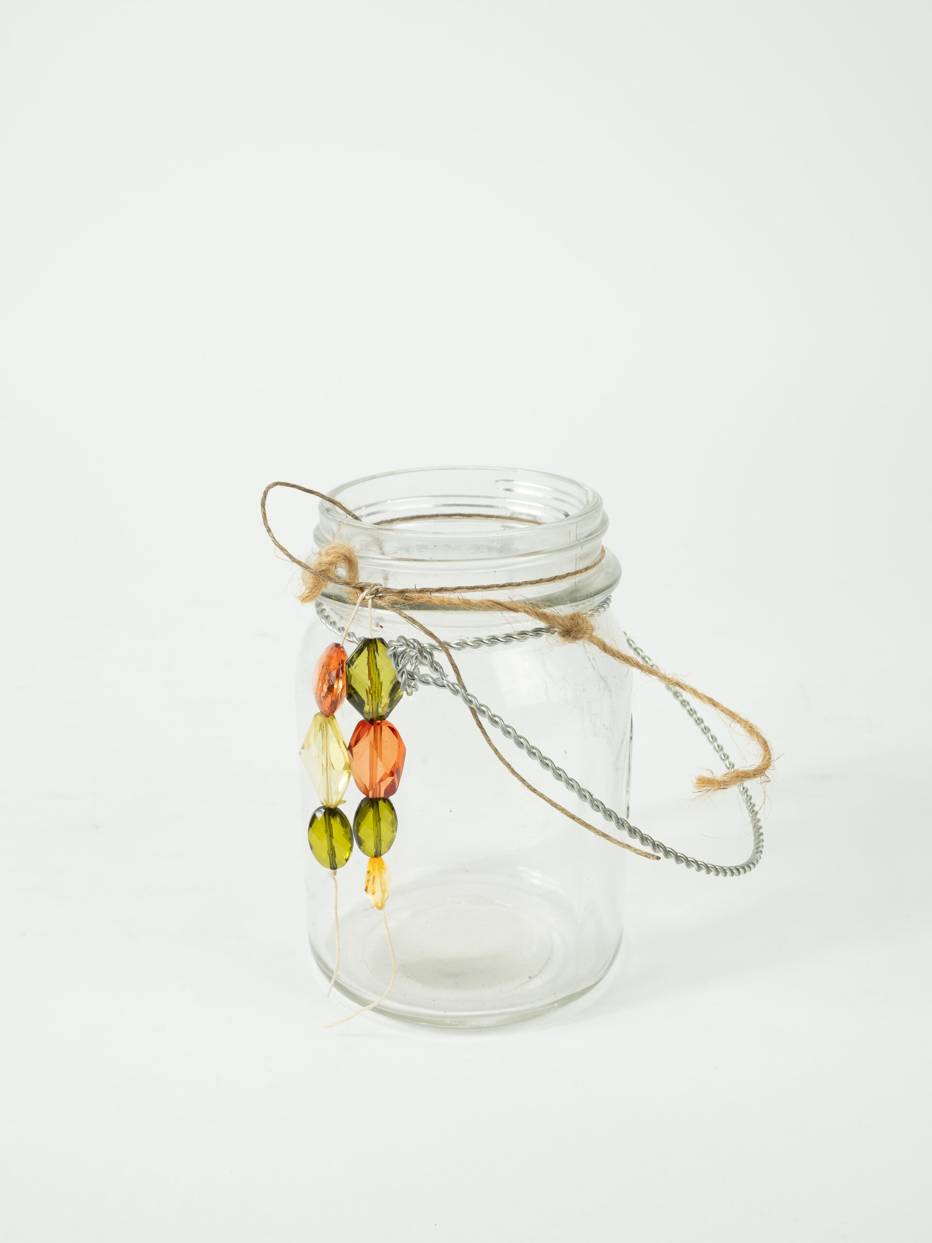 CLEAR PRESERVE JAR W/ BEADS