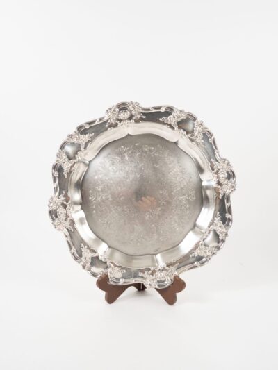 SILVER ROUND KING'S CREST TRAY 15"
