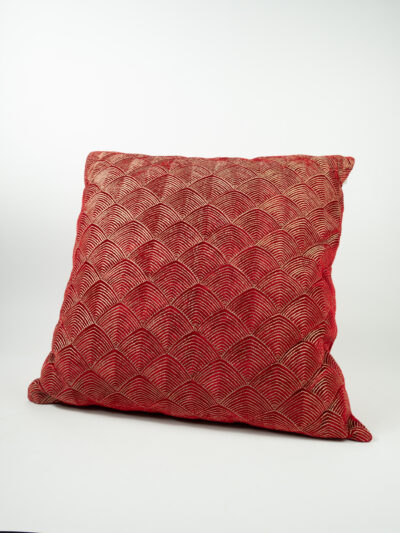 RED VELVET PILLOW W/ GOLD EMBROIDERY