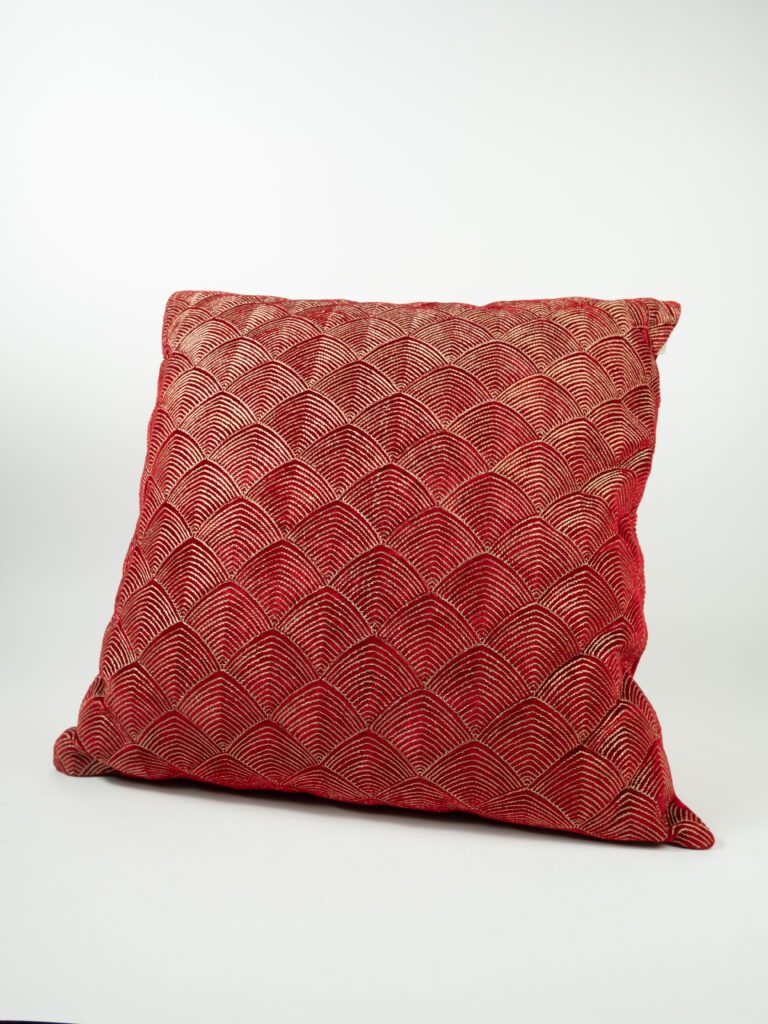 RED VELVET PILLOW W/ GOLD EMBROIDERY