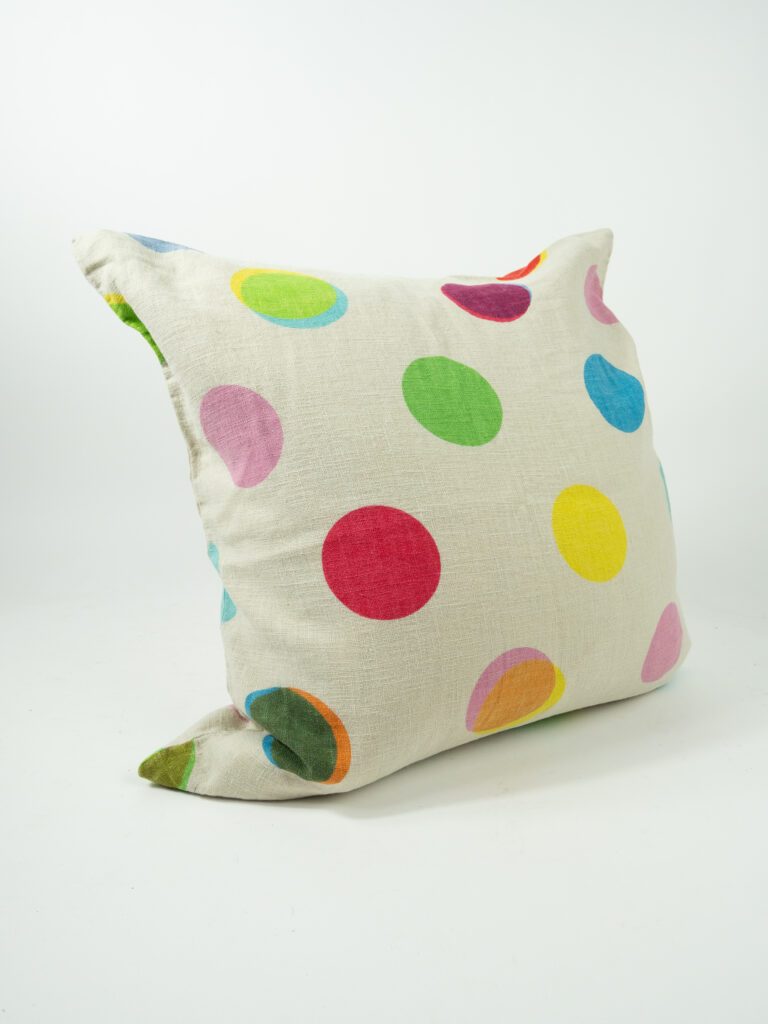 MULTI POLKA DOT LINEN PILLOW