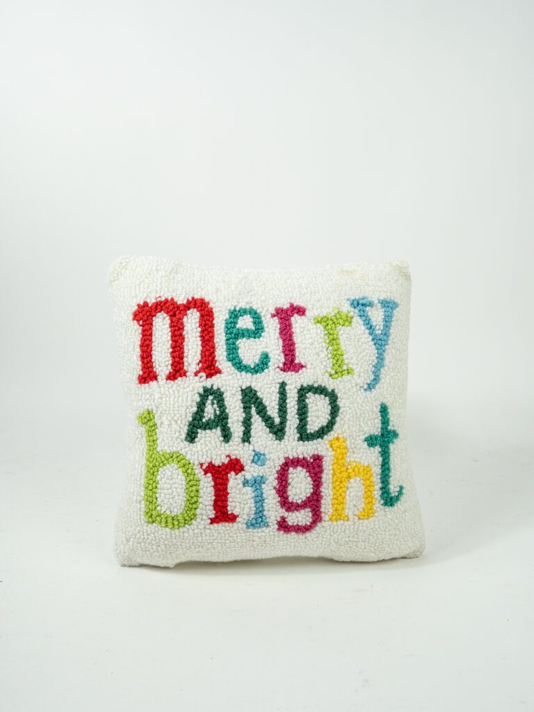 MERRY & BRIGHT WHITE PILLOW