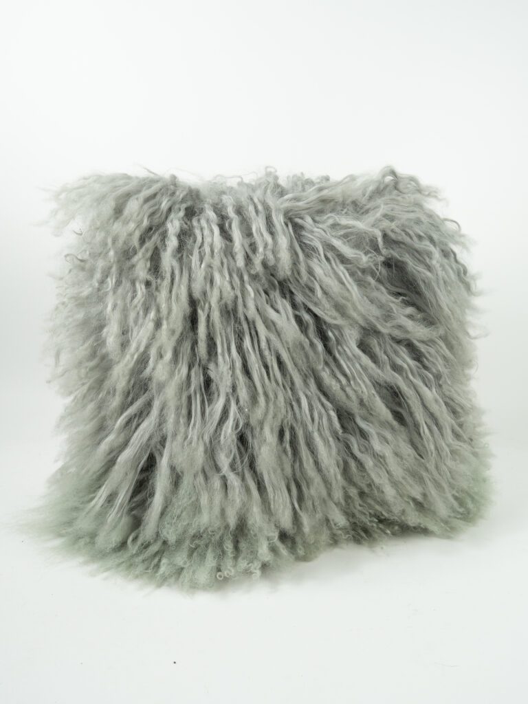 MONGOLIAN LAMB GREY PILLOW