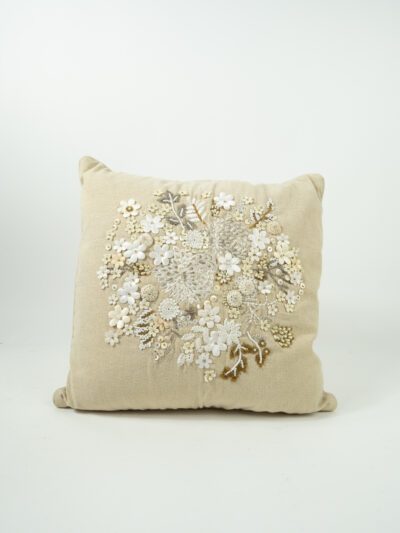 FLORAL APPLIQUE GOLD PILLOW