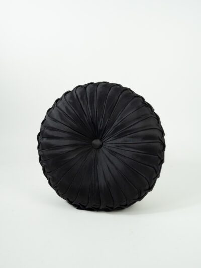 ROUND BLACK TAFFETA PILLOW