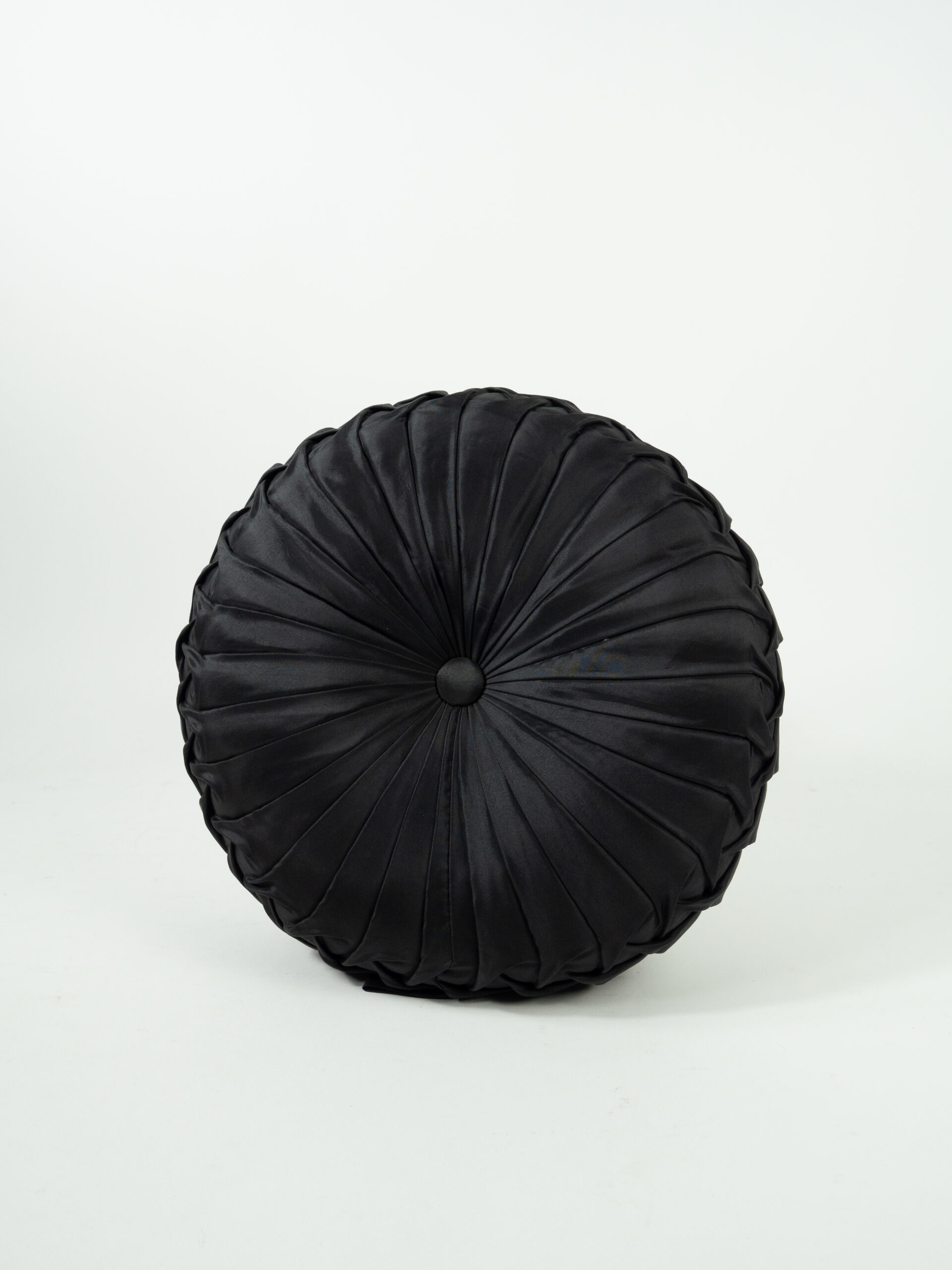 ROUND BLACK TAFFETA PILLOW