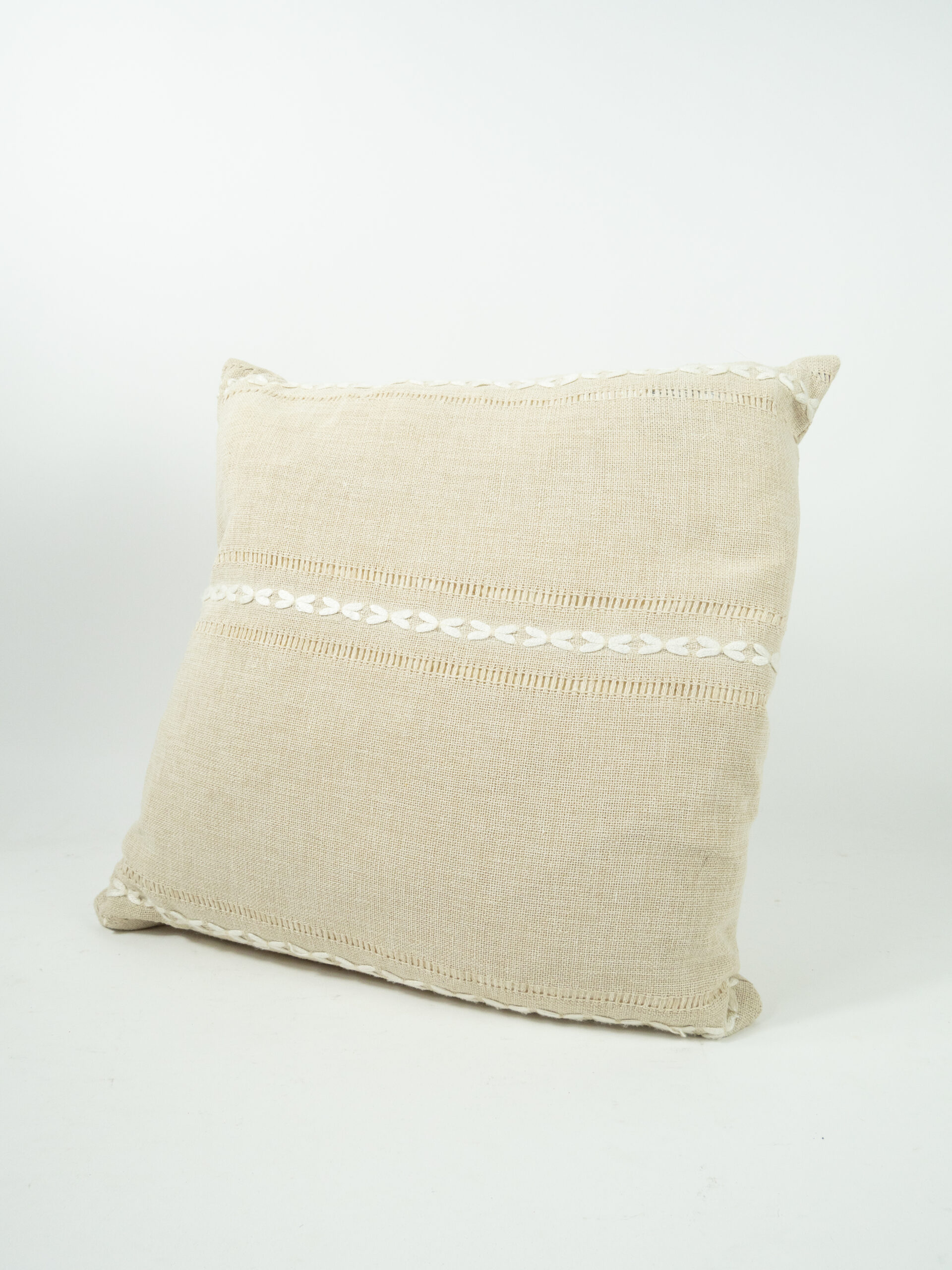 FAUX LINEN W/ RIBBON EMBROIDERY