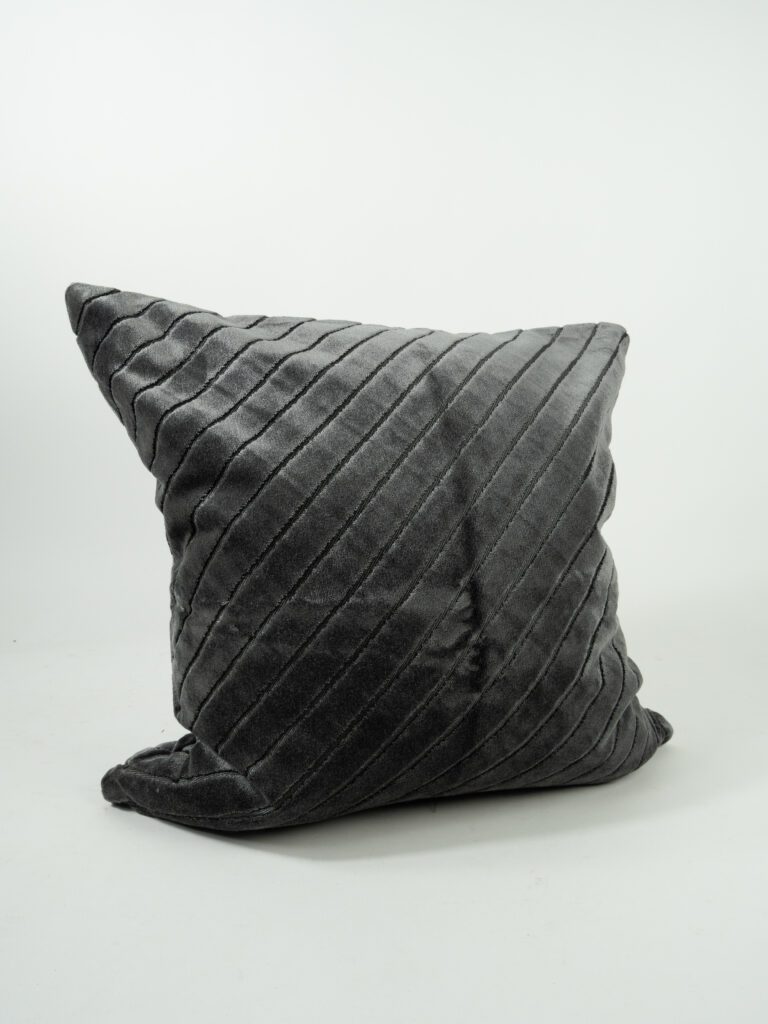 VELVET STRIPE CHARCOAL PILLOW