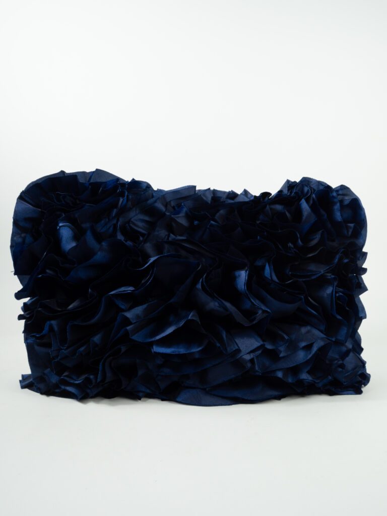 RUFFLED NAVY PILLOW