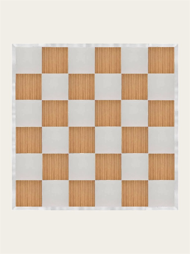 Chestnut and white checkered dance floor with a light aluminum edge
